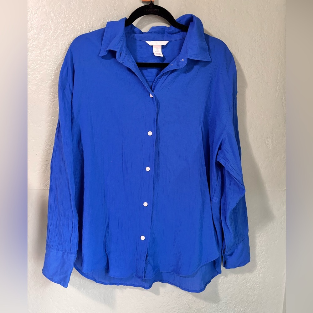 Royal blue crinkle blouse
